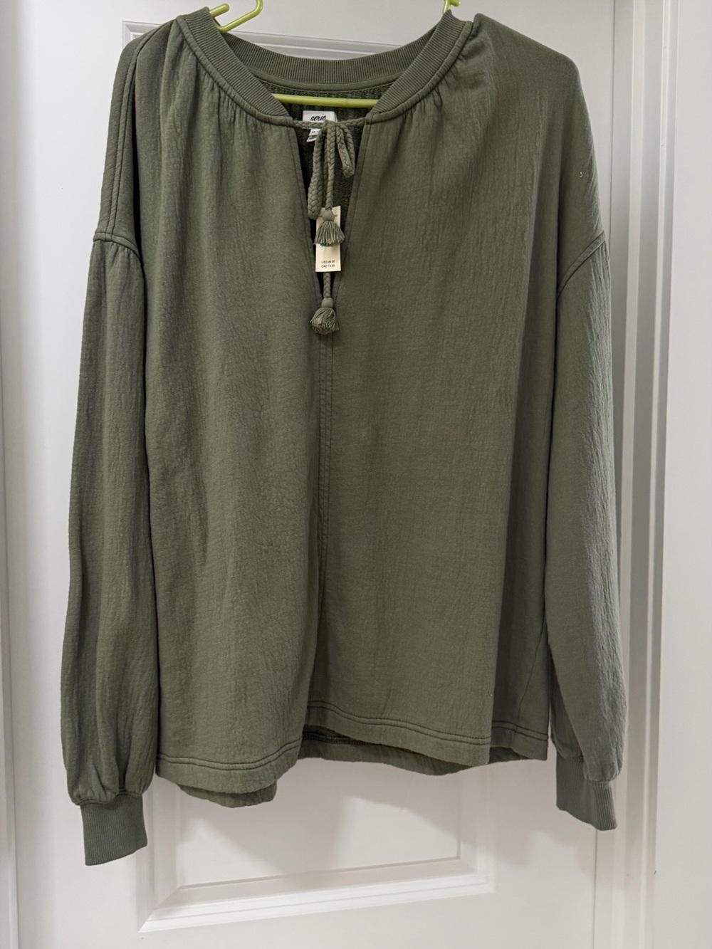 Maripe Sage Green Braided-Tie Pullover